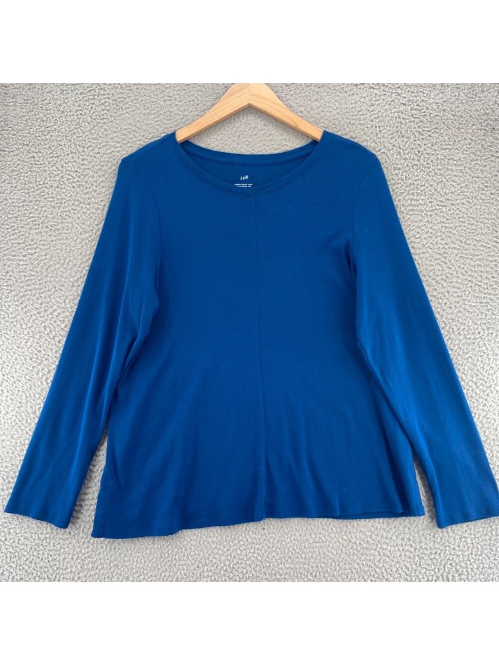 J Jill Top Womens Large Blue Long Sleeve Pima Cotton Crew Neck Tee Stretch Knit